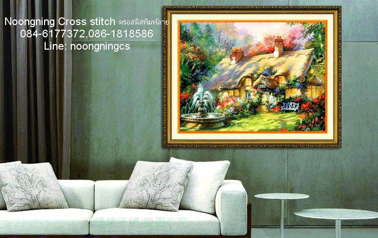 วิวทำนา ชุดปักครอสติส พิมพ์ลาย ครอสติสจีน งานฝีมือทำที่บ้าน DIY