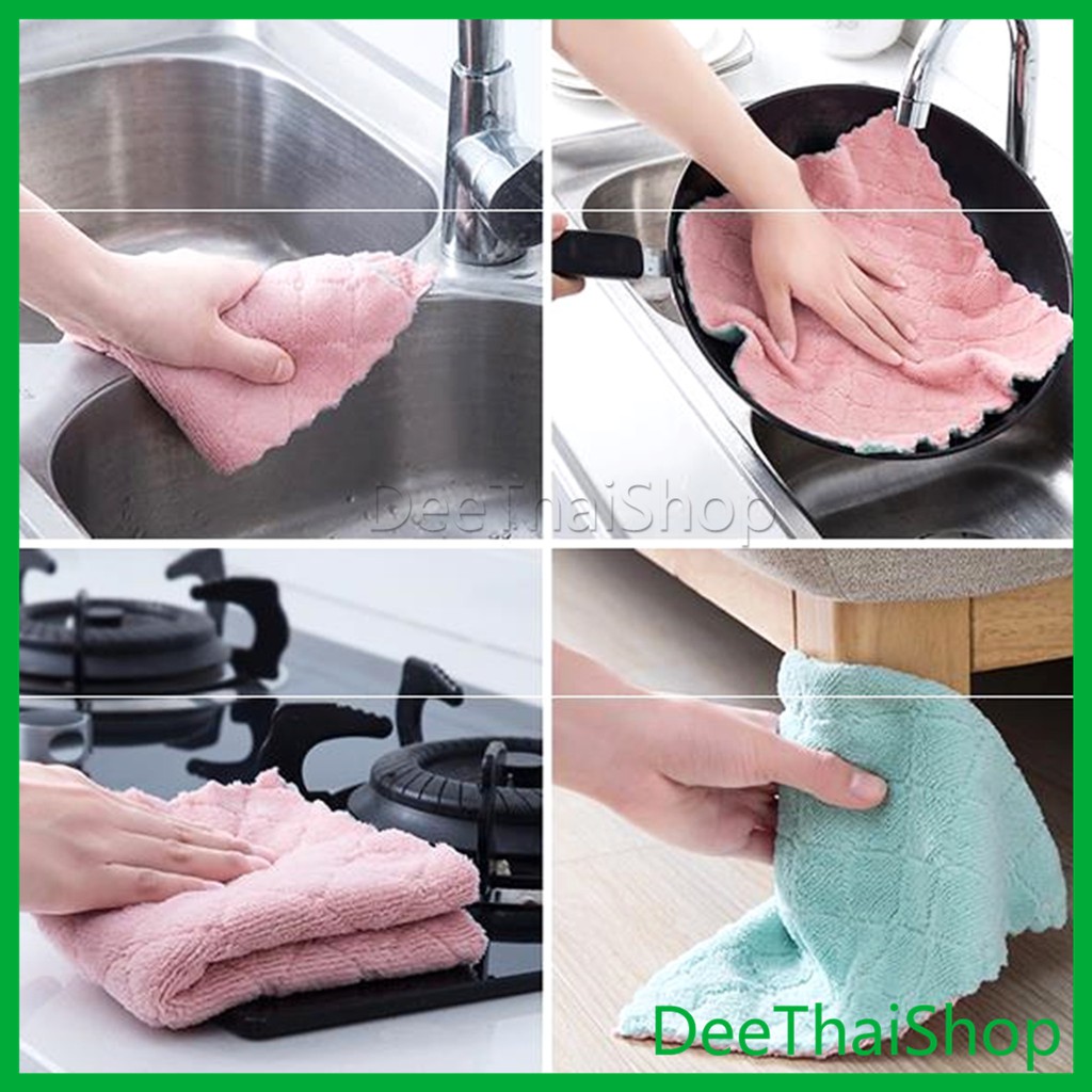 DeeThai ผ้าอเนคประสงค์ไมโครไฟเบอร์สำหรับทำความสะอาด คละสี ผ้าอเนกประสงค์ ผ้าขี้ริ้ว ผ้าเช็ดจาน ผ้าเช็ดมือ Clean Cloth