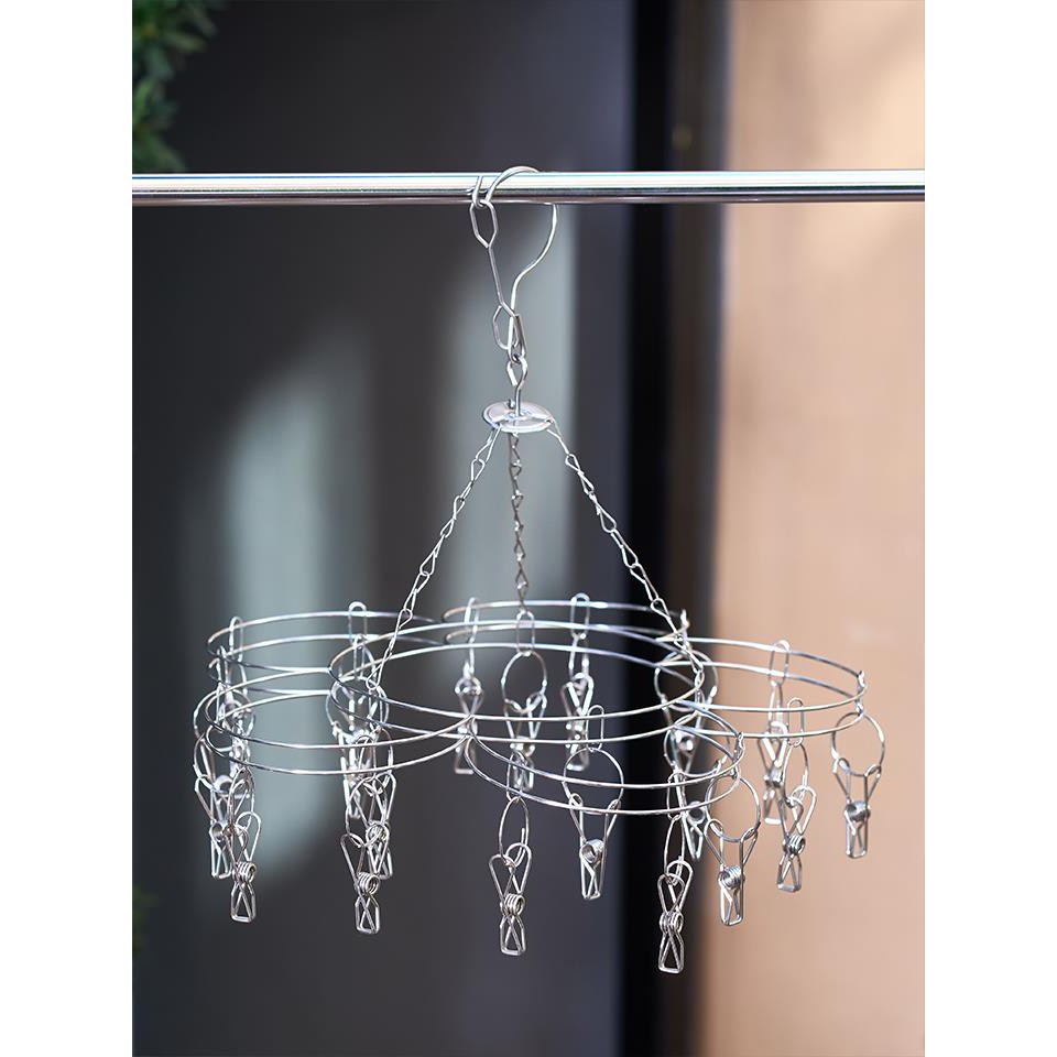 !!สินค้าขายดี!! ที่แขวนผ้าพร้อมไม้หนีบ พวงหนีบผ้า ที่หนีบผ้า Clothes Spin Hanger