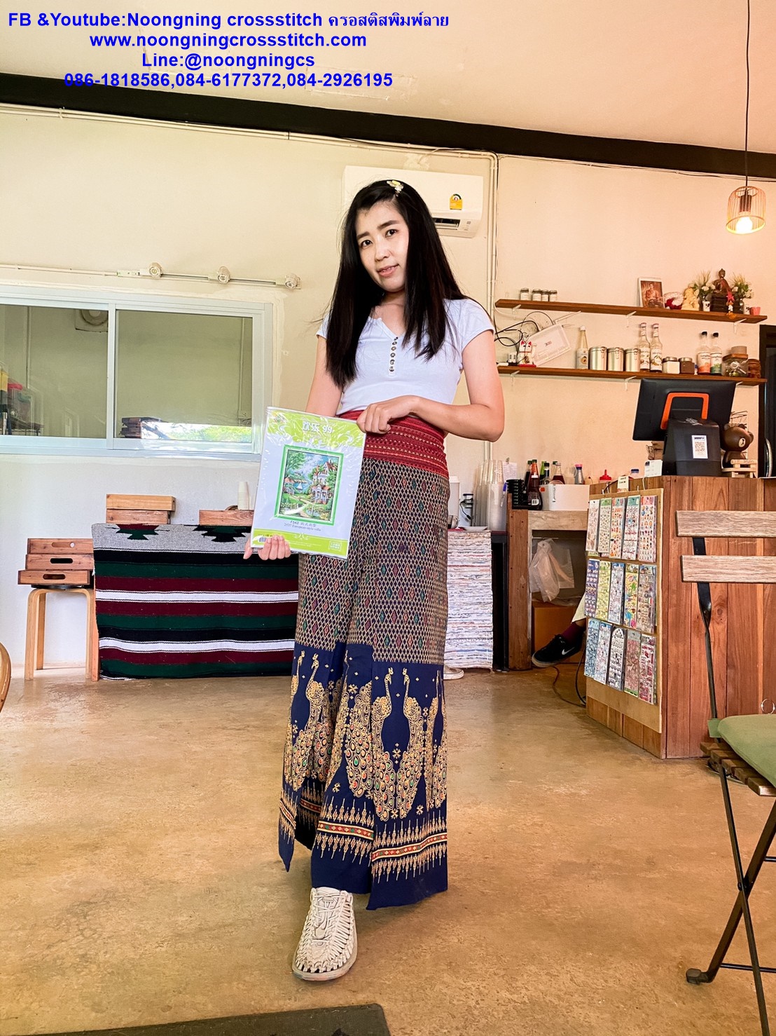 นางระบำจีน ชุดปักครอสติส พิมพ์ลาย ครอสติสจีน งานฝีมือทำที่บ้าน DIY