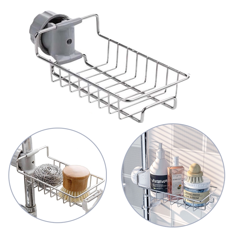 ที่วางฟองน้ำ ที่วางสบู่ ตะแกรงวางฟองน้ำ ตะแกรงสแตนเลส อย่างดี ติดตั้งง่าย ห้องครัว ห้องน้ำ ที่วางของติดก๊อกน้ำ