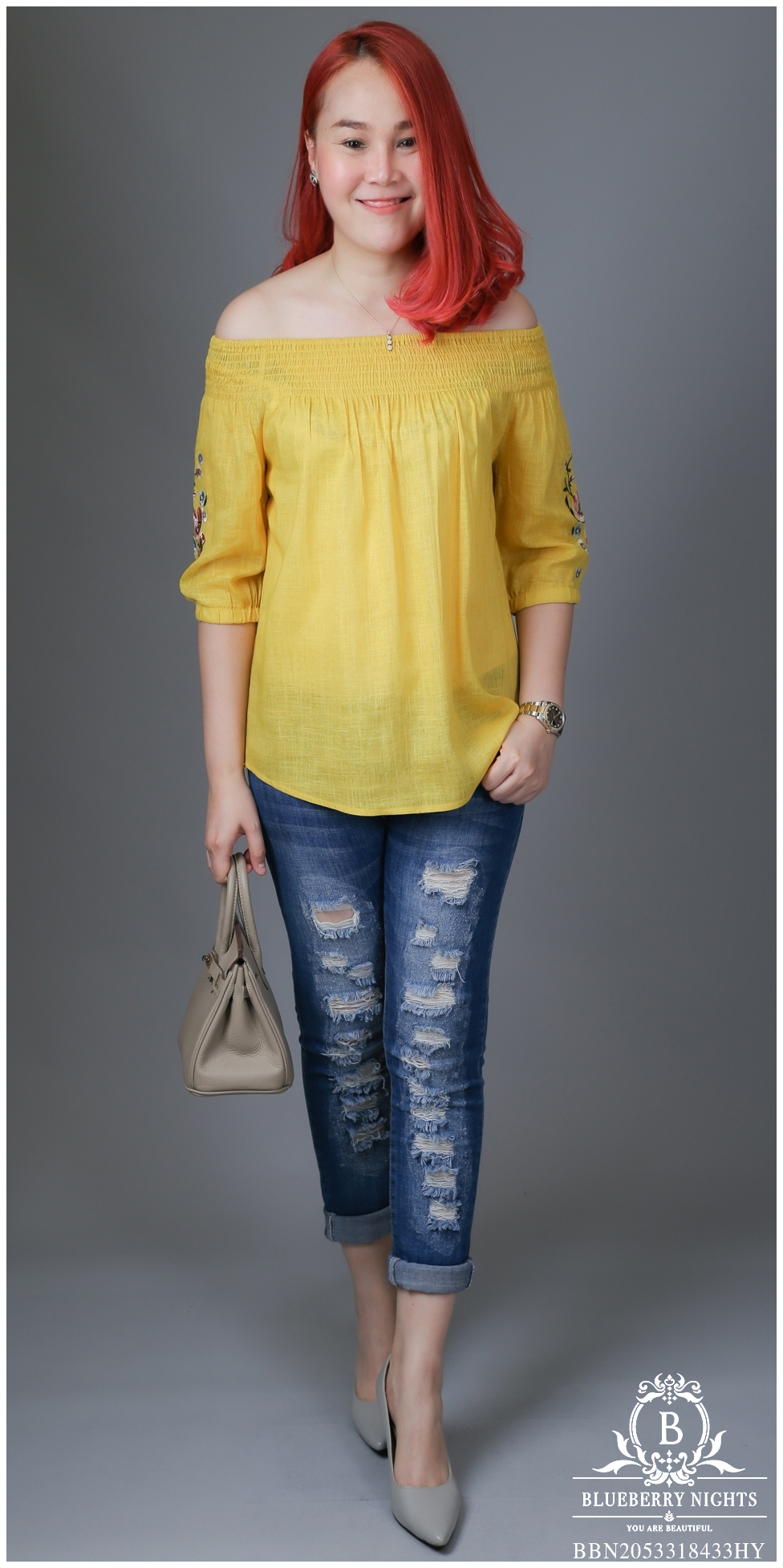 SaLe++#Blueberry Nights B3436**พรีเมี่ยมเสื้อทีเชิ้ต 2-สไตล์ คอตต้อนเบลนด์สีพื้นปักลายคลาสสิค คอลเลคชั่นสุดหรู สไตล์บลูเบอร์รี่ไนท์ ผ้าคอตต้อนผสมลินินเกรดพรีเมี่ยม ผ้าเนื้อดีมากสัมผัสนุ่มเบาใส่สบายค่ะ แพทเทิร์นเสื้อทีเชิ้ตคอยางยืดอิลาสติก ใส่ได้2สไตล์ แบบ