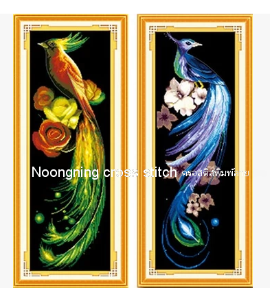 นกคู่ ชุดปักครอสติช พิมพ์ลาย ครอสติสจีน งานฝีมือ DIY
