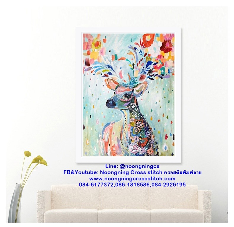 กวางน้อย ศิลปะ ครอสติสคริสตัล Diamond painting โมเสก ภาพติดเพชร งานฝีมือทำที่บ้าน DIY