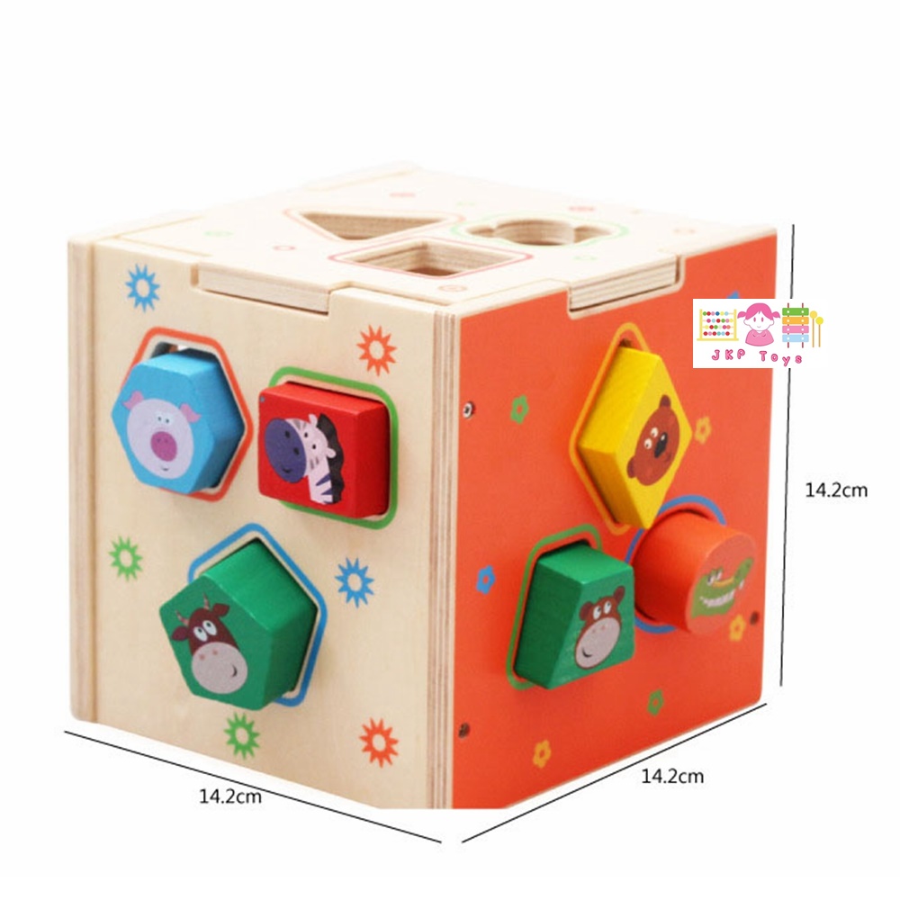 ของเล่นเสริมพัฒนาการ- บล็อคหยอดไม้ลายสัตว์ สอนรูปทรงเลขาคณิต ฝึกทักษะมือและสมอง