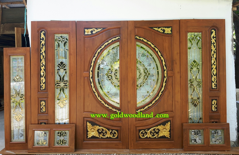ประตูไม้สักกระจกนิรภัยบานเลื่อน GBBB - 14 (คลิกรายละเอียดที่รูป)