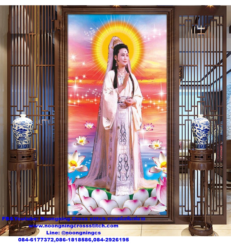 เจ้าแม่กวนอิม ครอสติสคริสตัล Diamond painting โมเสก ภาพติดเพชร งานฝีมือทำที่บ้าน DIY