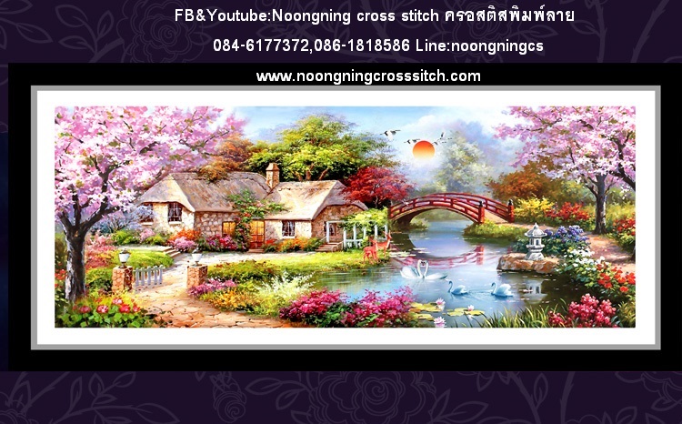 บ้านสวน ชุดปักครอสติส พิมพ์ลาย ครอสติสจีน งานฝีมือทำที่บ้าน DIY ลดราคา