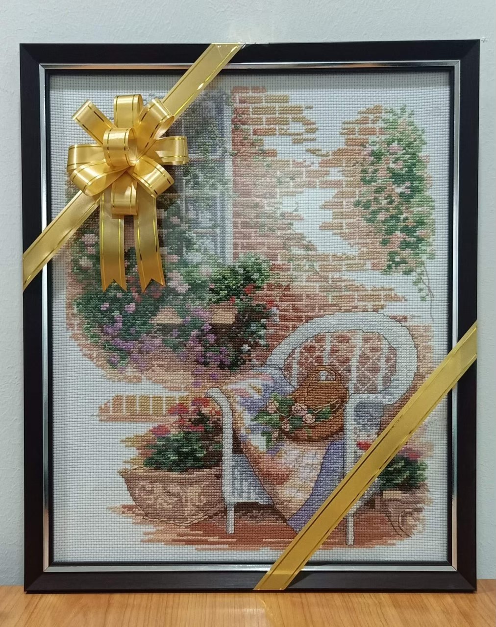 ดอกไม้ ชุดปักครอสติส พิมพ์ลาย ครอสติสจีน งานฝีมือทำที่บ้าน DIY