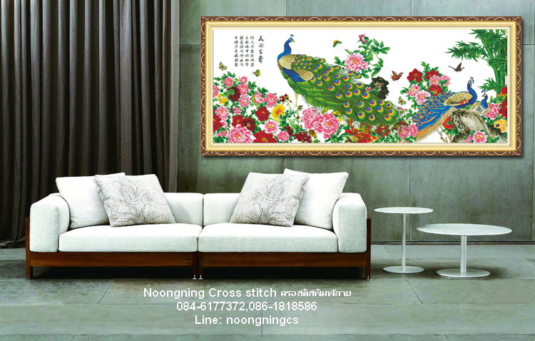 ช้างแม่ลูก ชุดปักครอสติช พิมพ์ลาย ครอสติสจีน งานฝีมือ DIY