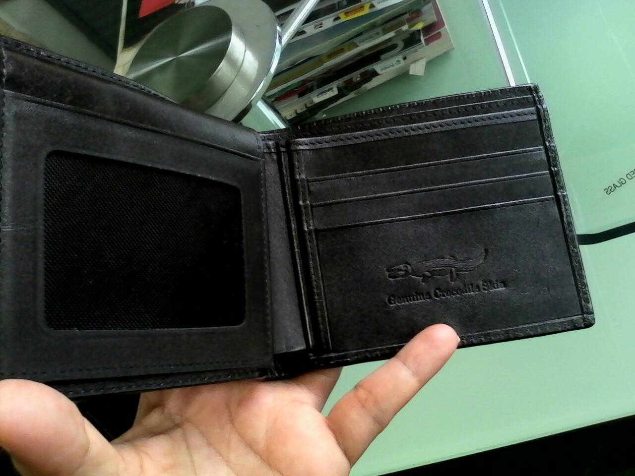 กระเป๋าสตางค์หนังจระเข้แท้(หนังท้อง) สีดำ1