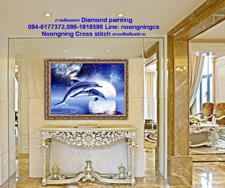 วิวท่าน้ำ ครอสติสคริสตัล Diamond painting โมเสก ภาพติดเพชร งานฝีมือ DIY