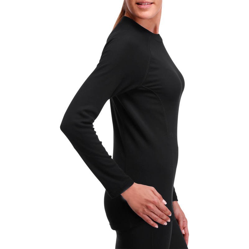 เสื้อตัวในผู้หญิงสำหรับใส่เล่นสกีรุ่น SIMPLE WARM (สีดำ)