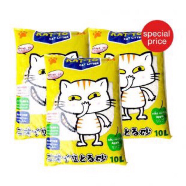 ส่งฟรีจ้า!! เซ็ท 6 ถุง ทรายแมว kat-to แอปเปิ้ล มะนาว กาแฟ ขนาด 10 ลิตร