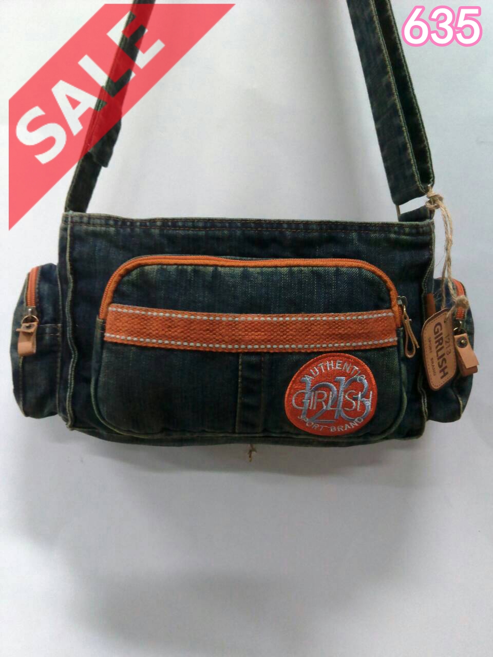 SaLe++Bag0635**กระเป๋ายีนส์สะพายไหล่ Girlish แบบ 5 ช่อง **