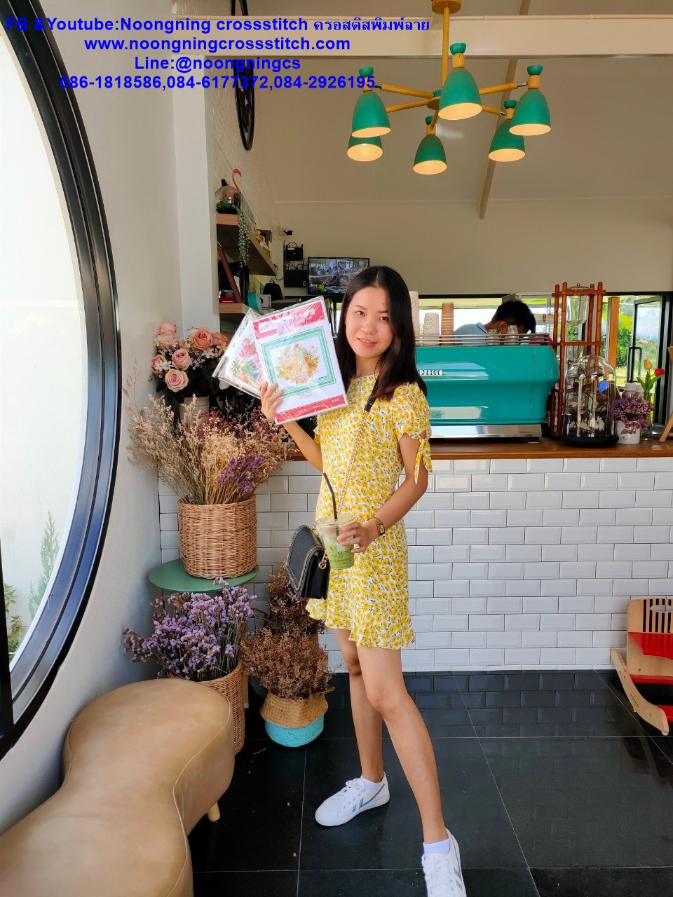 นกยูงคู่ ดอกโบตั๋น ชุดปักครอสติส พิมพ์ลาย ครอสติสจีน งานฝีมือทำที่บ้าน DIY