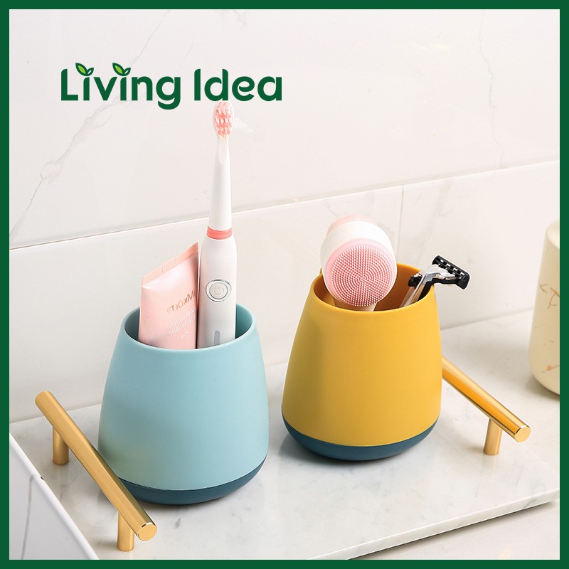 Living idea ชั้นวางของติดผนัง ชั้นวางแปรงสีฟันติดผนังห้องน้ำ