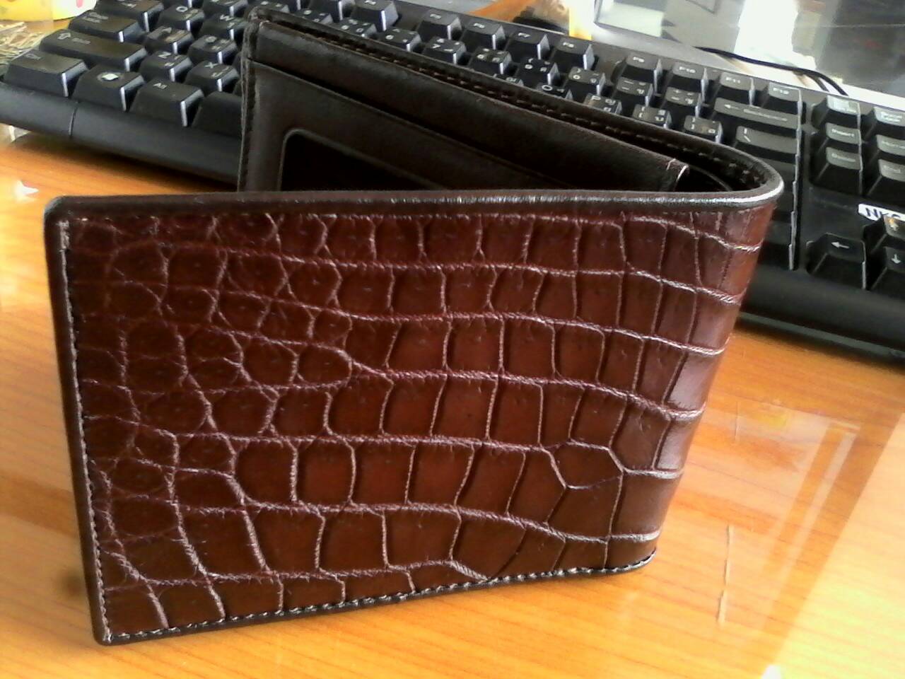 กระเป๋าหนังจระเข้แท้(หนังท้อง) สีน้ำตาล