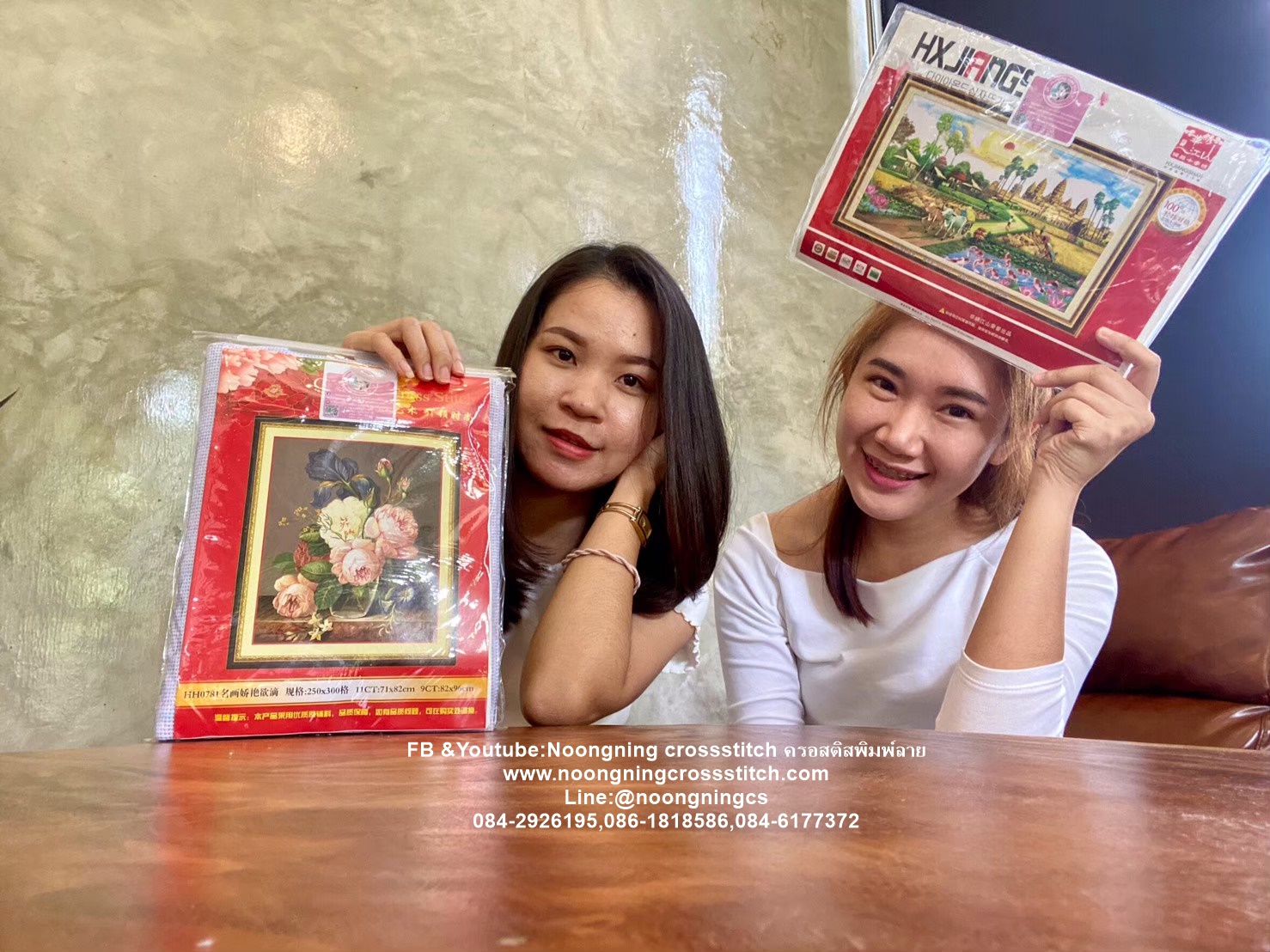 กวางแม่ลูก มงคล ชุดปักครอสติส พิมพ์ลาย ครอสติสจีน งานฝีมือทำที่บ้าน DIY