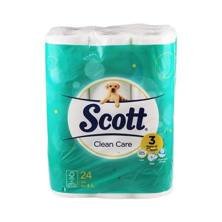กระดาษชำระ SCOTT CLEAN CARE แพ็ค 24 ม้วน เช็ดสะอาด ไม่ทิ้งขุย