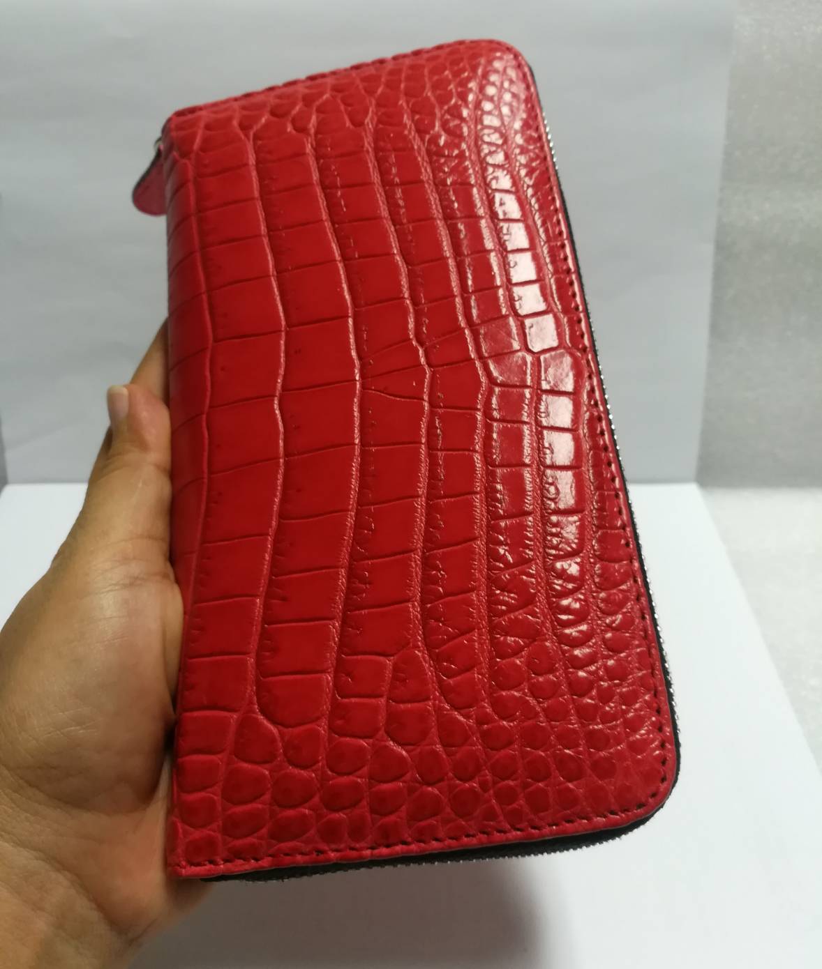 กระเป๋าหนังจระเข้แท้แบบซิปเดี่ยว(หนังท้อง)