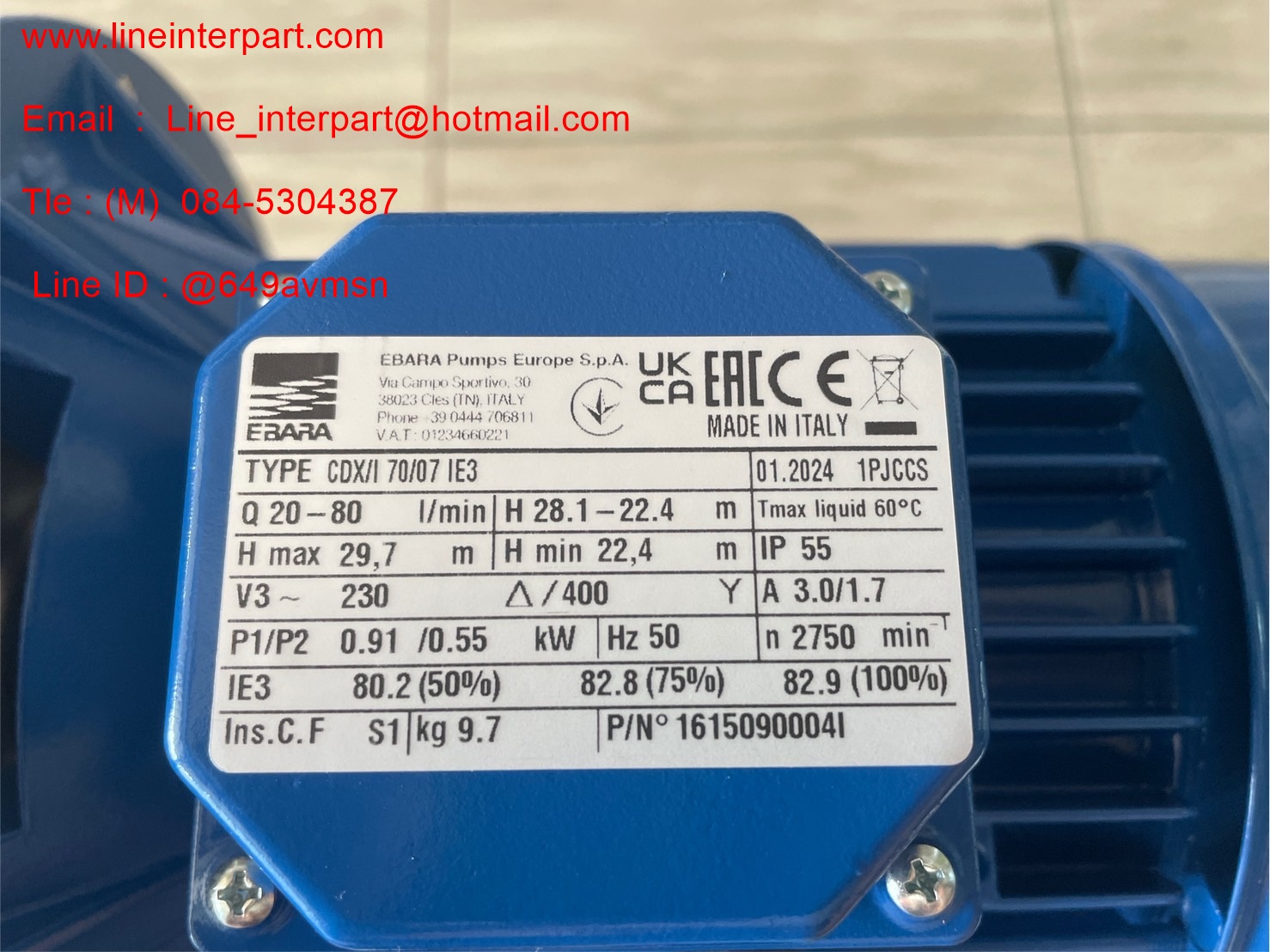 ขาย CDX-70/07 3สาย ปั๊มหอยโข่งแสตนเลส