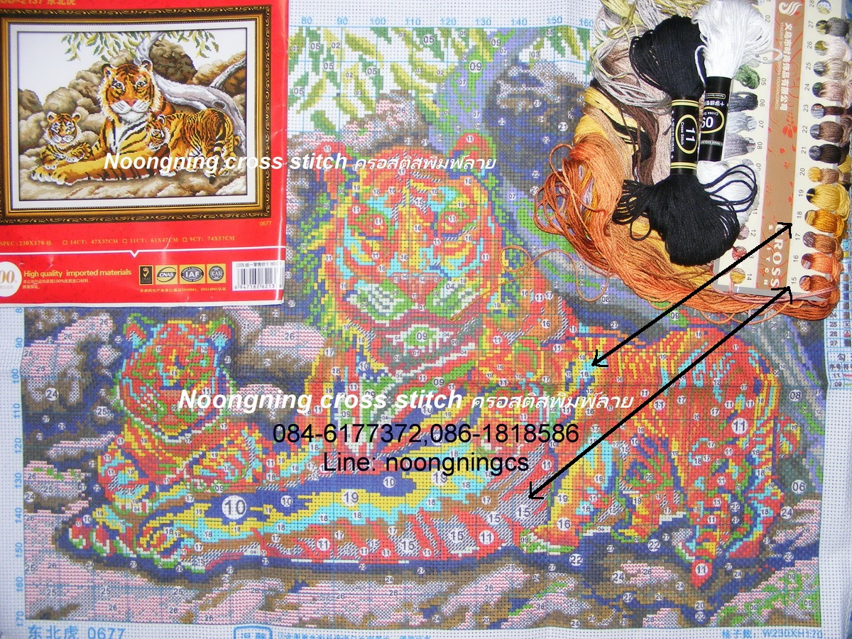ไก่ มงคล ชุดปักครอสติส พิมพ์ลาย ครอสติสจีน งานฝีมือทำที่บ้าน DIY