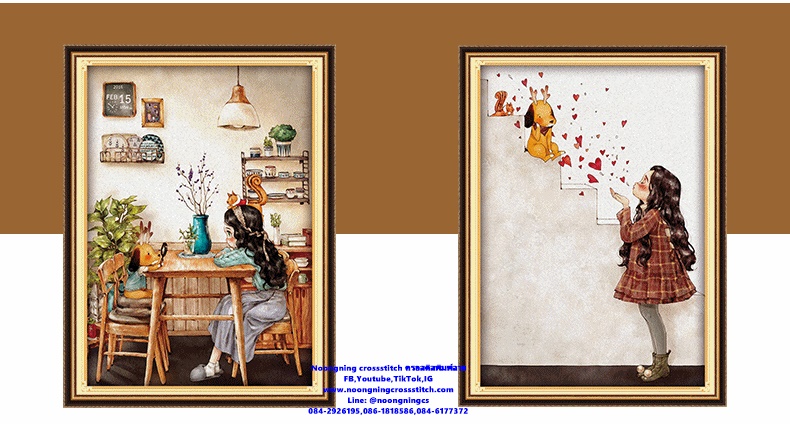 Little girl dog ชุดปักครอสติช พิมพ์ลาย ครอสติสจีน งานฝีมือ DIY