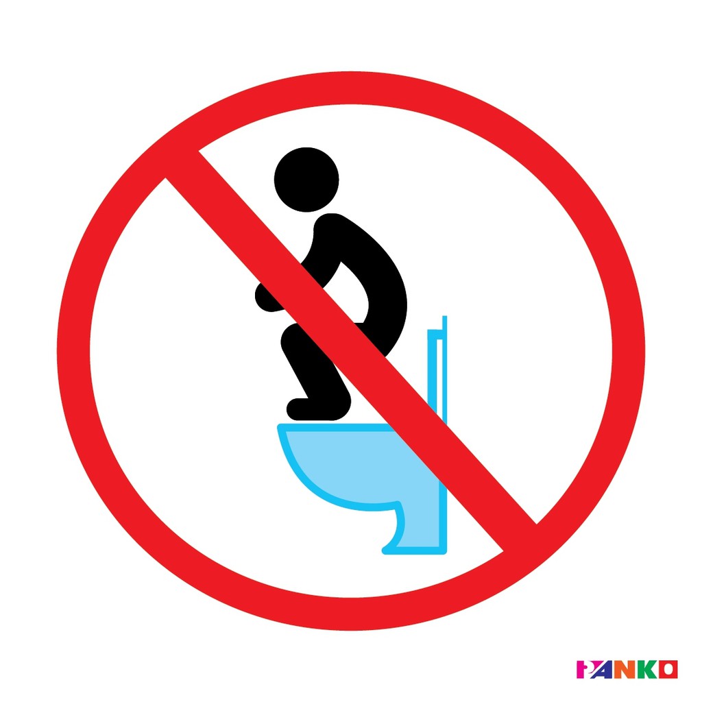 สติ๊กเกอร์สัญลักษณ์ห้ามเหยียบบนฝารองนั่งชักโครก PANKO SA1927 ป้ายสัญลักษณ์ แผ่นป้าย