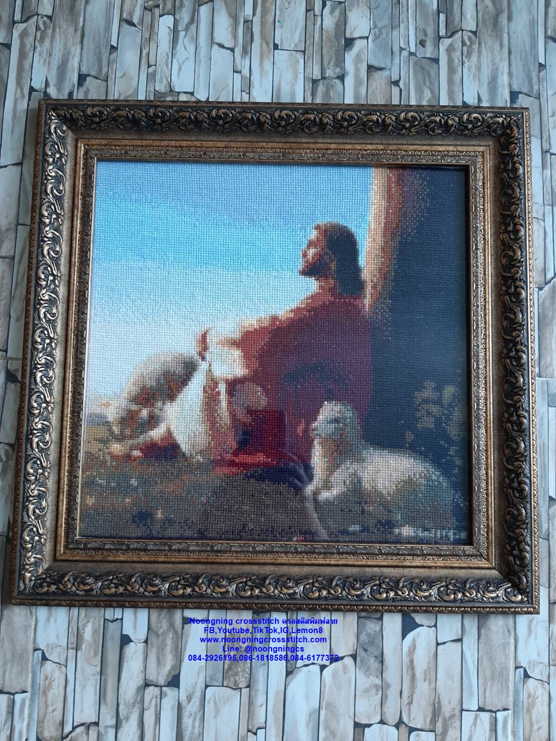 ครอสติส สั่งทํา 50x60ซม รูปตัวเอง ชุดปักครอสติส พิมพ์ลาย ครอสติสจีน งานฝีมือทำที่บ้าน DIY