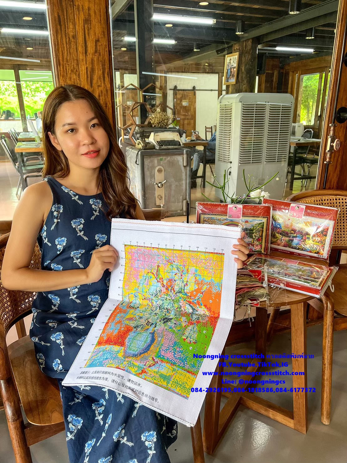 ดอกทานตะวัน ชุดปักครอสติช พิมพ์ลาย ครอสติสจีน งานฝีมือ DIY