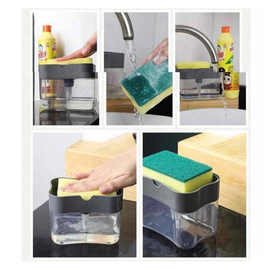 below99 2in1 ที่ใส่น้ำยาล้างจาน พร้อมที่วางฟองน้ำ แค่กดน้ำยาล้างจานก็ออกมา กด ปั้ม ล้าง สะดวก รุ่น 5281