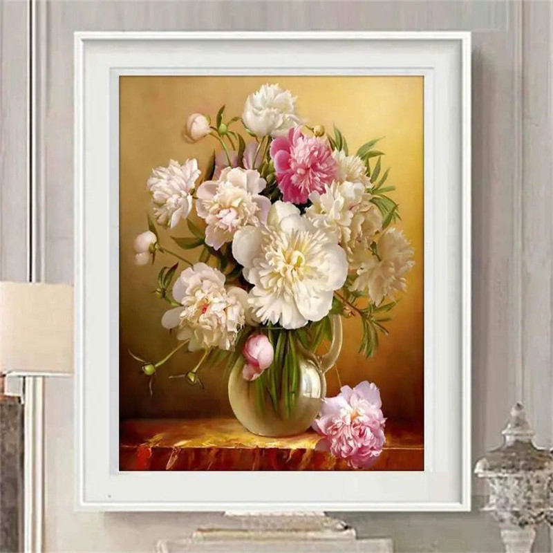 แกจกันดอกไม้สวยงาม ชุดปักครอสติส พิมพ์ลาย ครอสติสจีน งานฝีมือทำที่บ้าน DIY