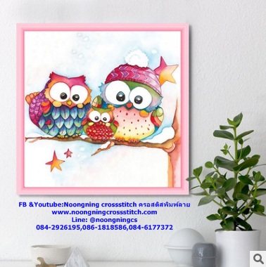 นกฮูก ครอสติสคริสตัล Diamond painting โมเสก ภาพติดเพชร งานฝีมือ DIY