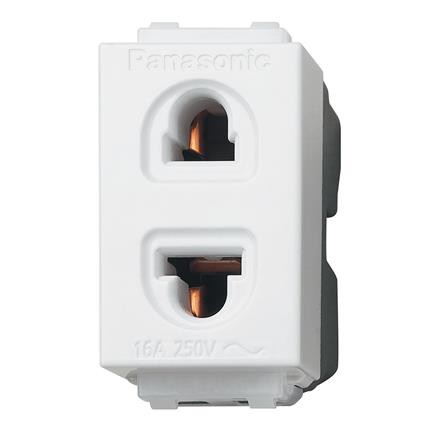 เต้ารับเดี่ยว 2 ขา PANASONIC WEGN 10919 สีขาว ผลิตจากทองเหลืองอย่างดีไม่บิดงอง่าย