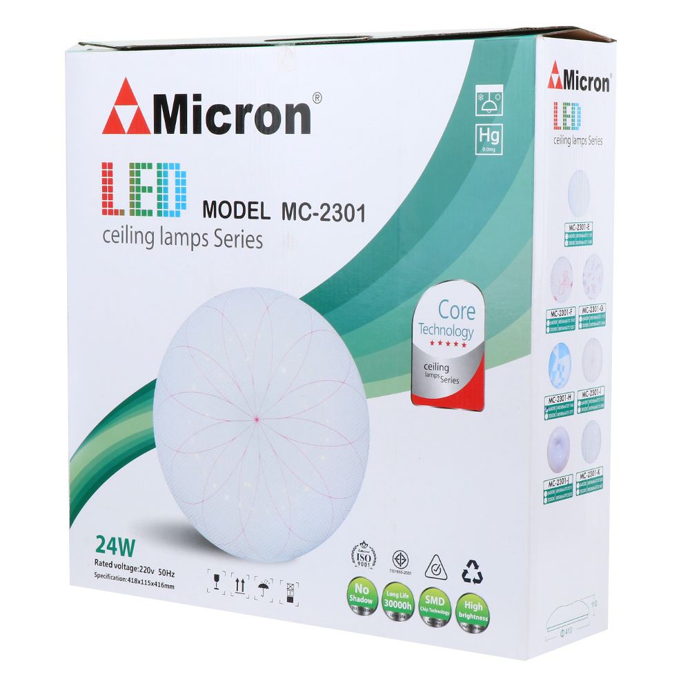ไฟเพดาน MC2301H LED 24 วัตต์ DAYLIGHT MICRON พลาสติก MODERN สีขาว/น้ำตาล 16 นิ้ว โคมไฟภายใน โคมไฟเพดาน