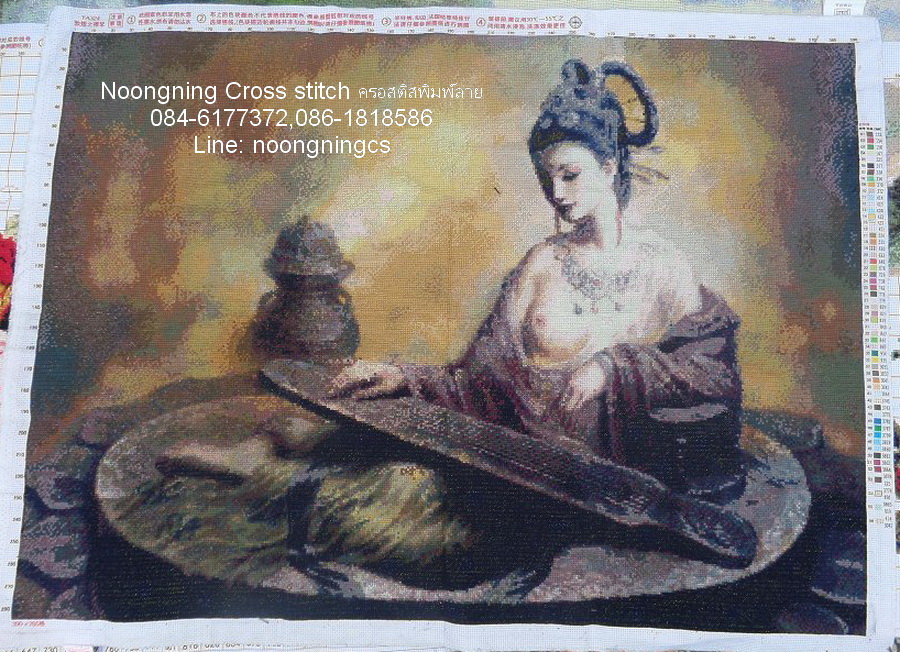 ดอกไม้ ชุดปักครอสติช พิมพ์ลาย ครอสติสจีน งานฝีมือ DIY