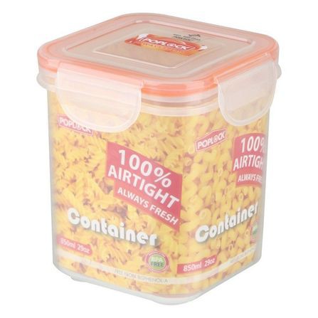 กล่องอาหารเหลี่ยมสูง POPLOCK 9141M 0.85 ลิตร สีส้ม เก็บอาหารโดยไม่มีกลิ่นออกมารบกวน