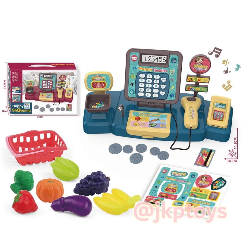 เครื่องแคชเชียร์ของเล่น ยิงบาร์โค้ดได้ คิดเลขได้ พร้อมสินค้าจำลอง