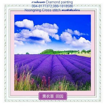 ทุ่งลาเวนเดอครอสติสคริสตัล Diamond painting โมเสก ภาพติดเพชร งานฝีมือ DIY