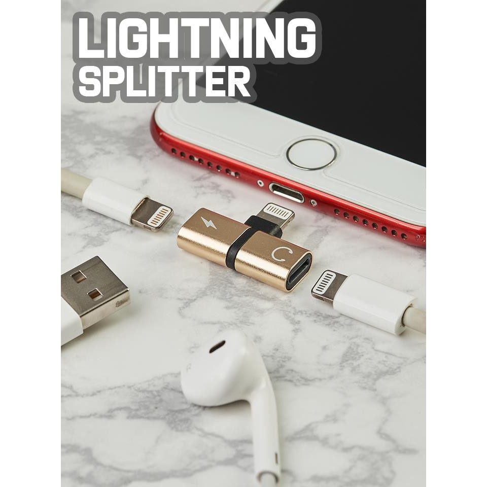 !!สินค้าขายดี!! อะแดปเตอร์ตัวแยก อแดปเตอร์แปลงหูฟังกับสายชาร์จ สำหรับ iPhone Lightning Splitter