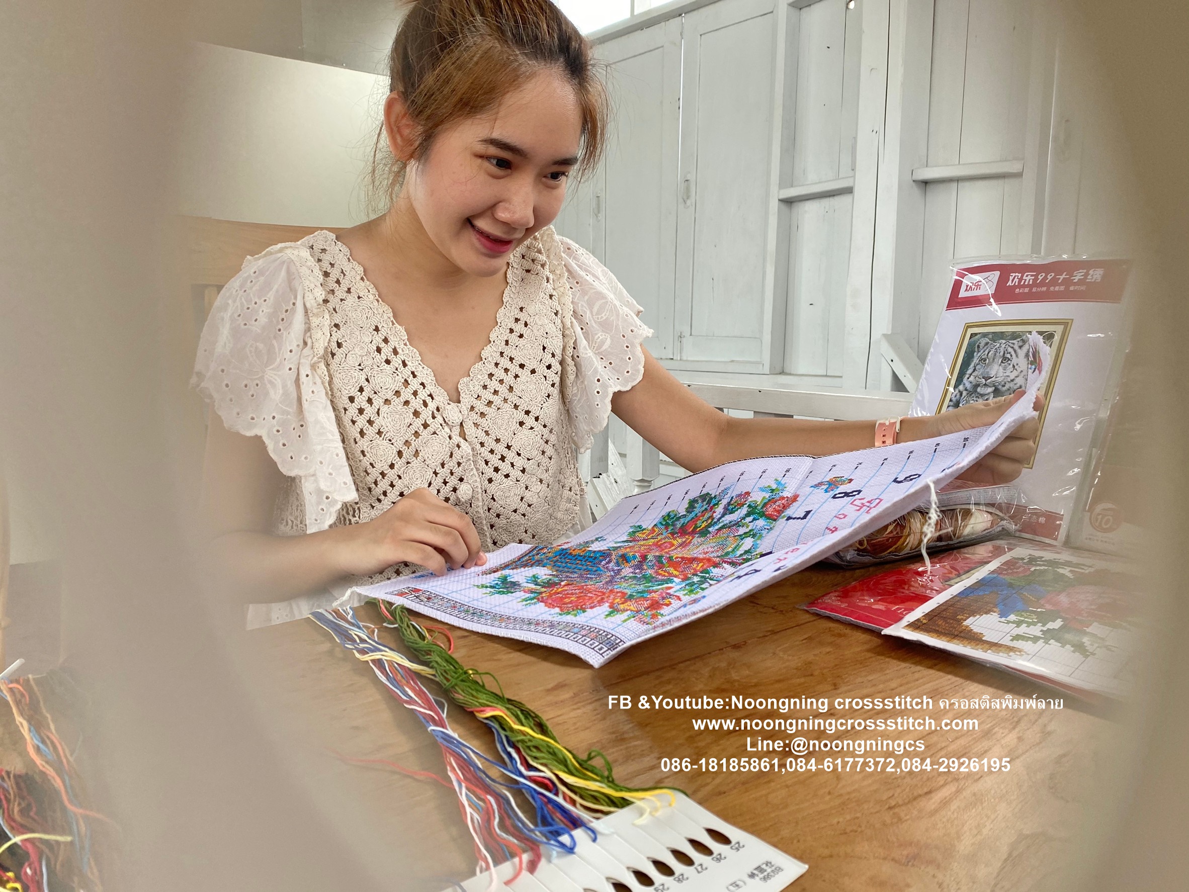 คู่บ่าวสาว ชุดปักครอสติส พิมพ์ลาย ครอสติสจีน งานฝีมือทำที่บ้าน DIY