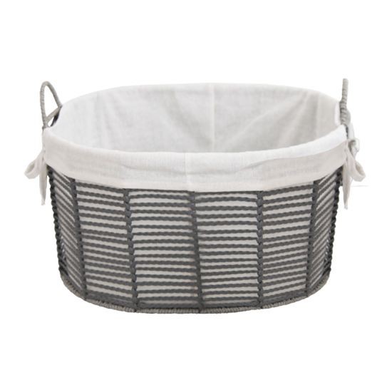 KASSA HOME ตะกร้าอเนกประสงค์ทรงรี พร้อมบุผ้า (มีหูหิ้ว) BRAIDY รุ่น HY19-040-L ขนาด 31 x 27 x 42 ซม.