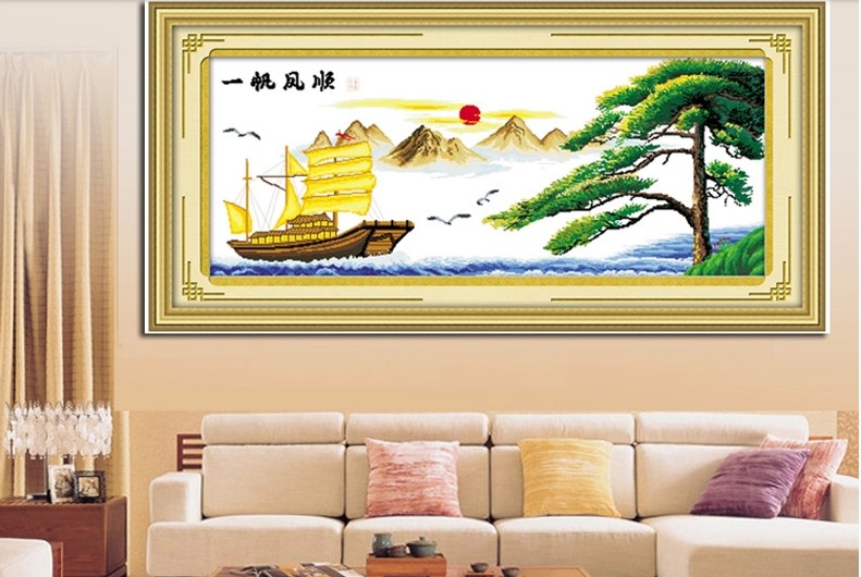 สำเภา ชุดปักครอสติส พิมพ์ลาย ครอสติสจีน งานฝีมือทำที่บ้าน DIY