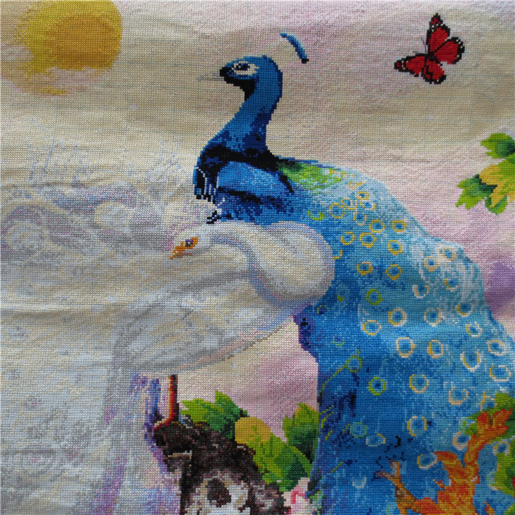 นกยูง ชุดปักครอสติช พิมพ์ลาย ชุดปักครอสติช พิมพ์ลาย ครอสติสจีน งานฝีมือ DIY