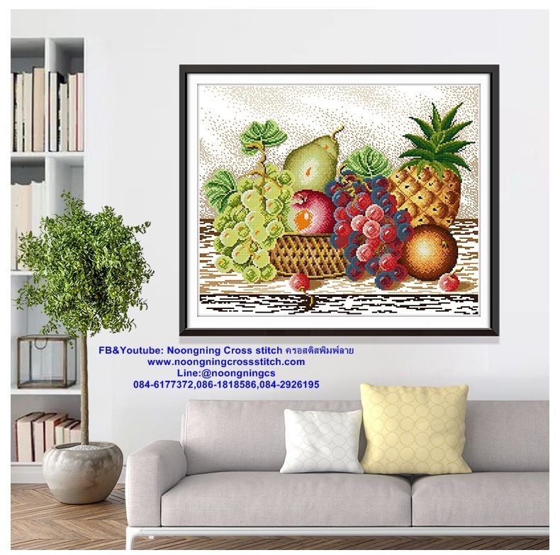 กวางทอง นกยูง พระจันทร์สวย ชุดปักครอสติส พิมพ์ลาย ครอสติสจีน งานฝีมือทำที่บ้าน DIY