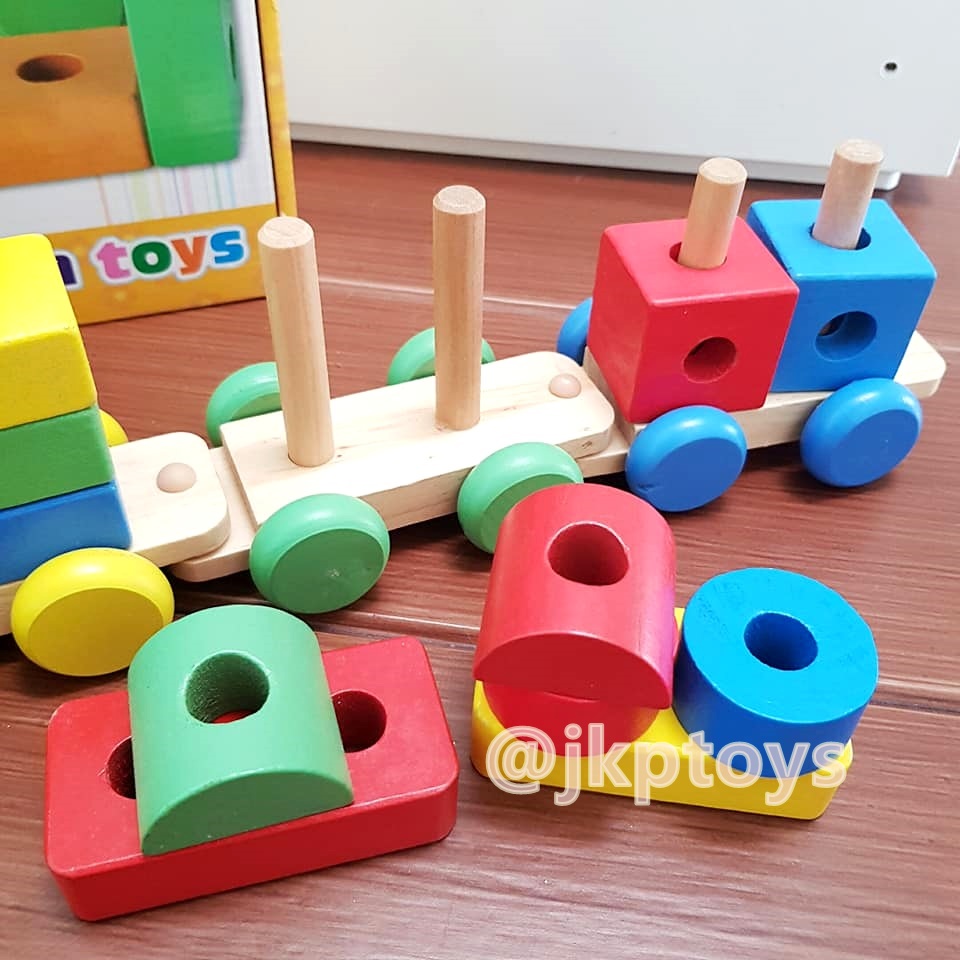 🏡บล็อคไม้จิ๊กซอว์ต่อรถไฟ เรียนรู้รูปทรง