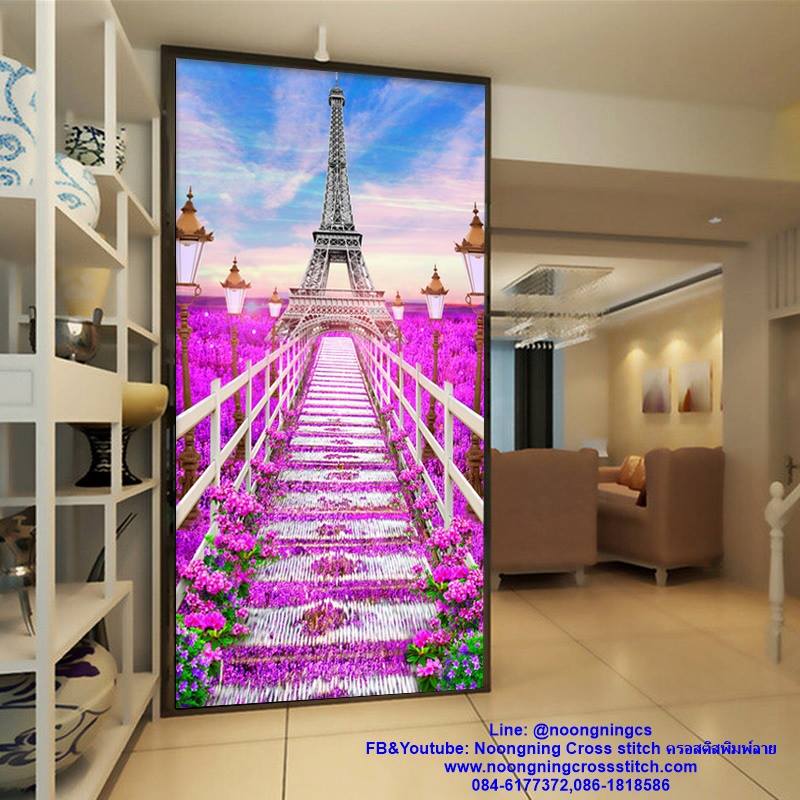 หอไอเฟล สะพานดอกไม้ ครอสติสคริสตัล Diamond painting โมเสก ภาพติดเพชร งานฝีมือทำที่บ้าน DIY