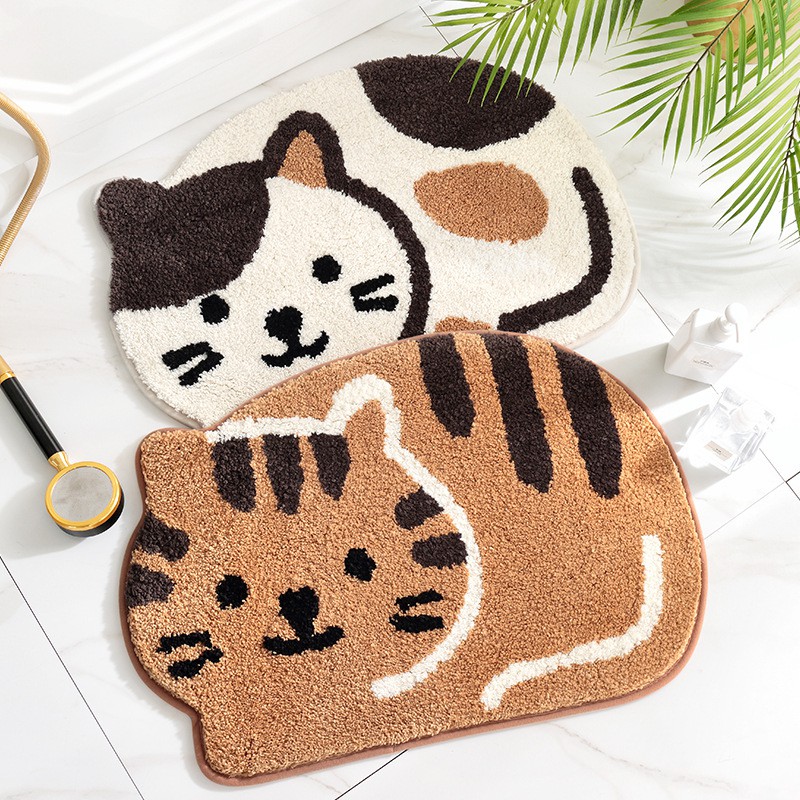พร้อมส่ง พรมแมว พรมเช็ดเท้า พรมห้องน้ำ พรมปูพื้น พรมกันลื่น ดูดซับน้ำได้ดี ขนาด 45*65 ซม.