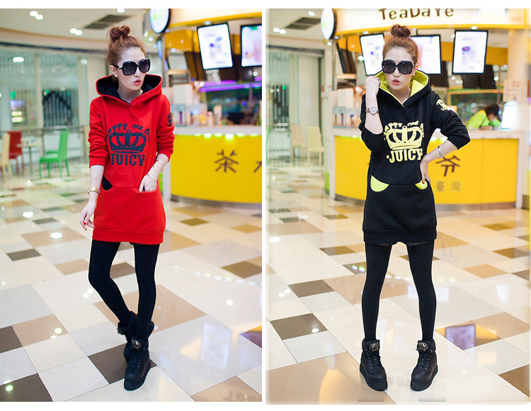 เสื้อกันหนาวแขนยาว ผ้าฝ้ายกำมะหยี่ สีแดง และ สีดำ